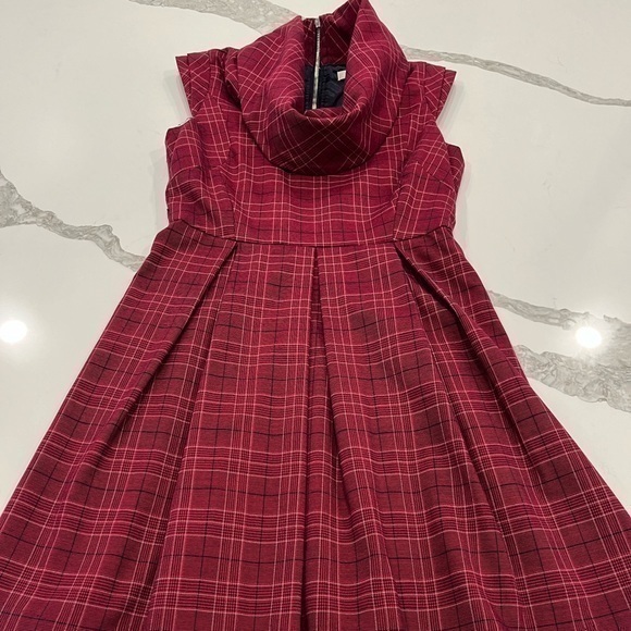 go international Dresses & Skirts - Red Pristine with pleat cow neck, dress by go‎ International size 7 women’s